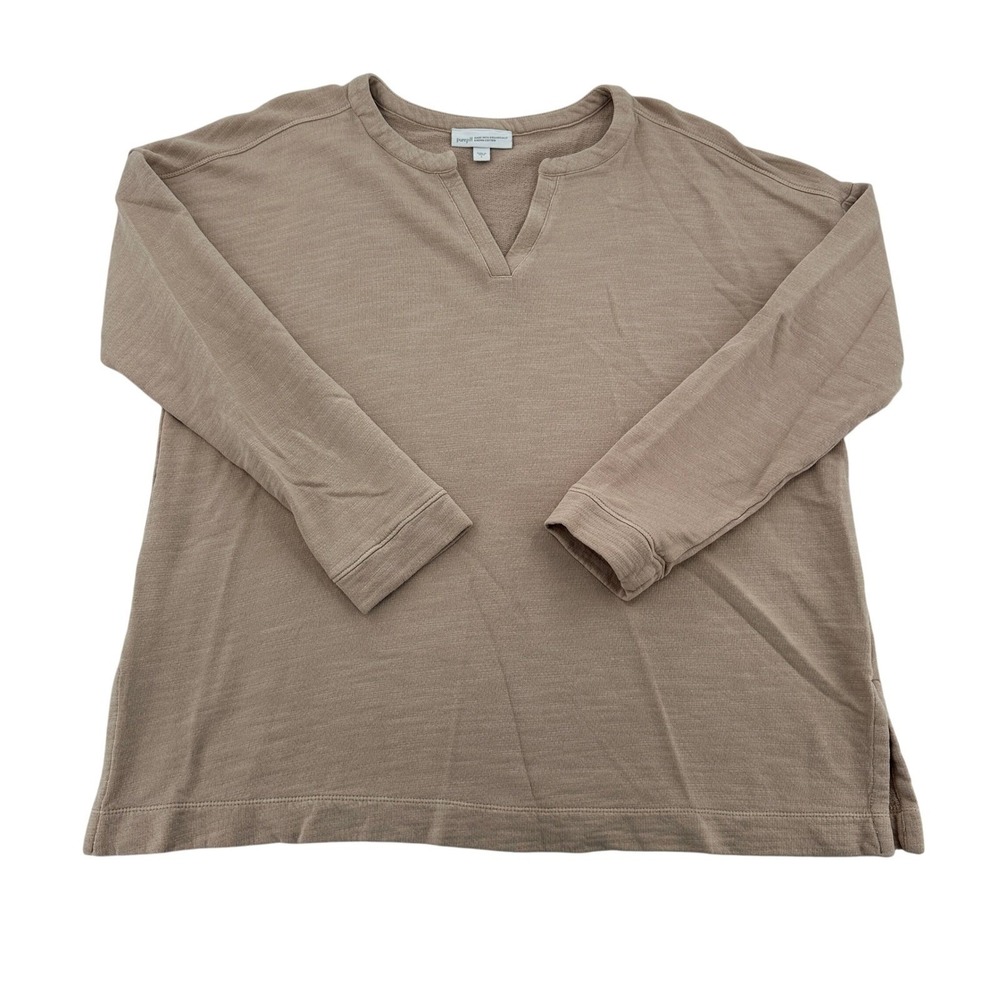Pure Jill Women Large Long Sleeve V-Neck Top Organic Cotton Casual Tunic Staple